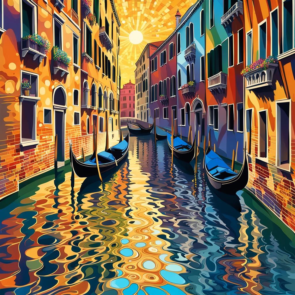 Venice and the Grand Canal with the gondolas. Beautiful refl...