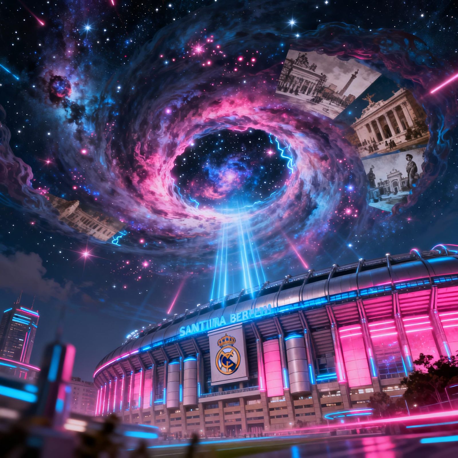 Cosmic Portal Above Santiago Bernabéu Stadium