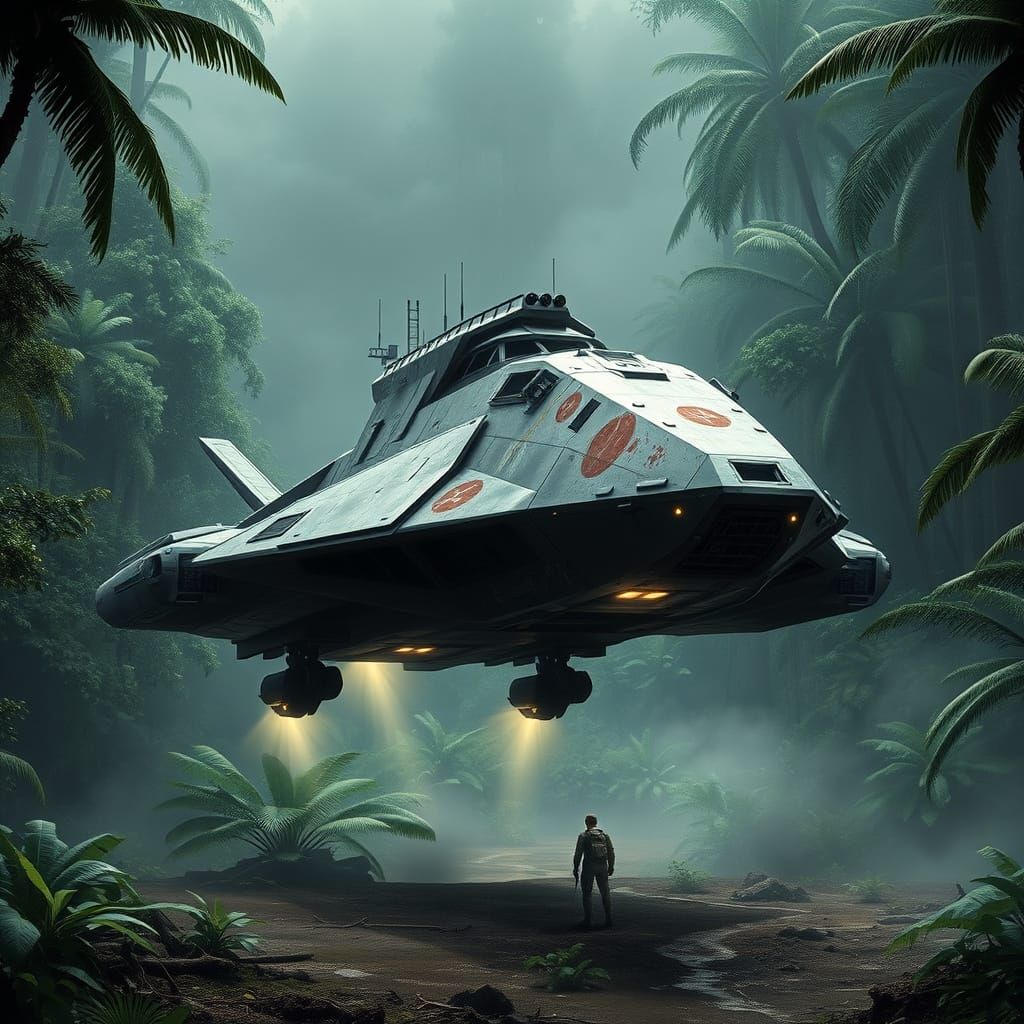 Cerberus Patrol Ship Descends into Elforian Jungle