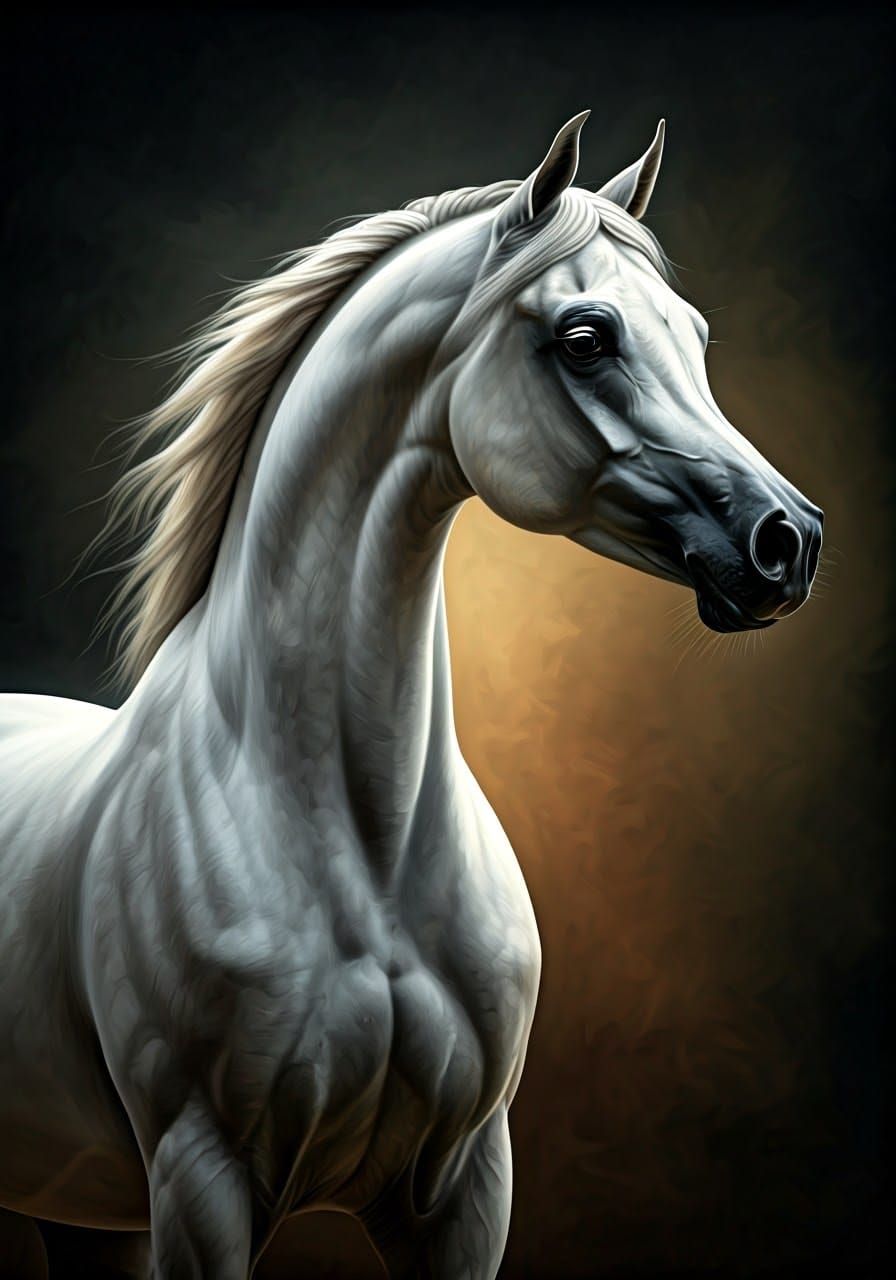 Elegant Arabian Horse in Dramatic Chiaroscuro Lighting