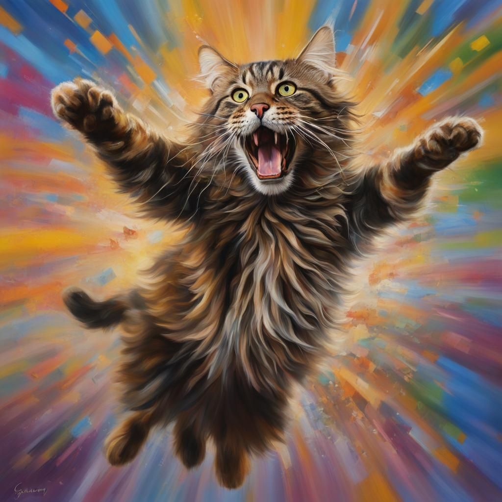 leaping cat