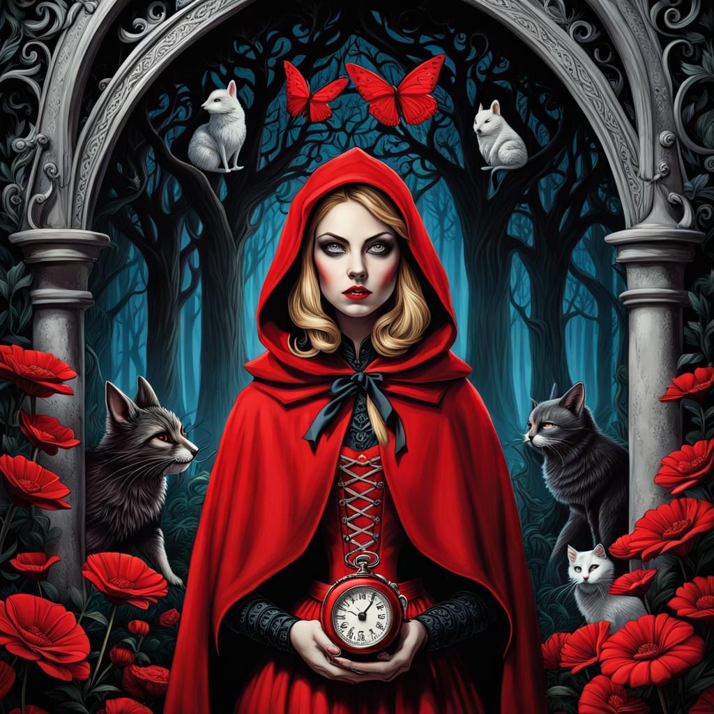 Alice in Wonderland in Little Red Riding Hood's Hood - AI Generated ...