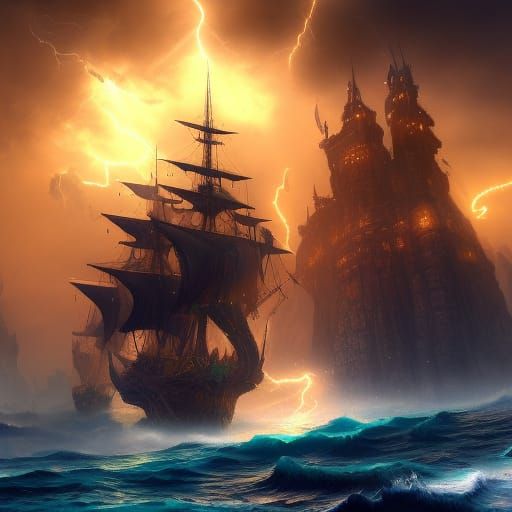 Lightning pirate ship  by @Sand