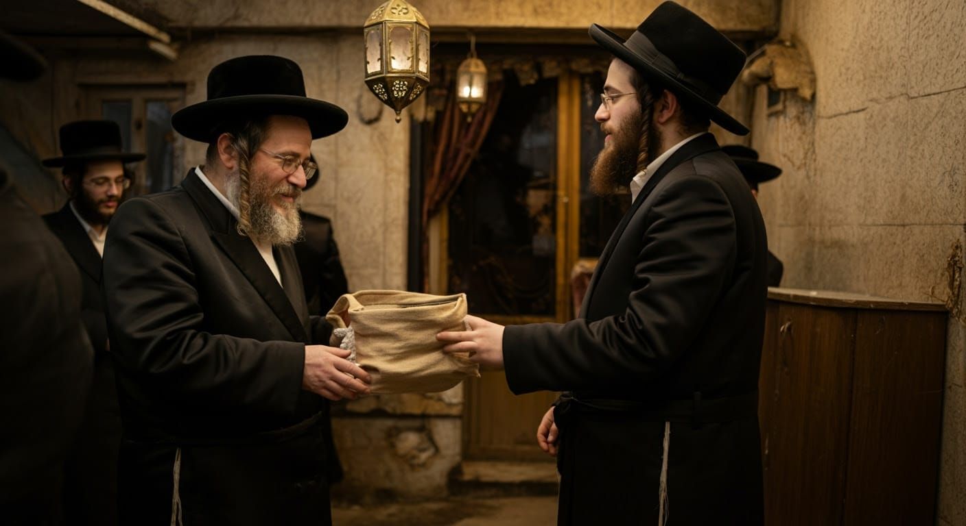 Traditional Hasidic Men Collect Tzedakah in Joyful Atmospher...