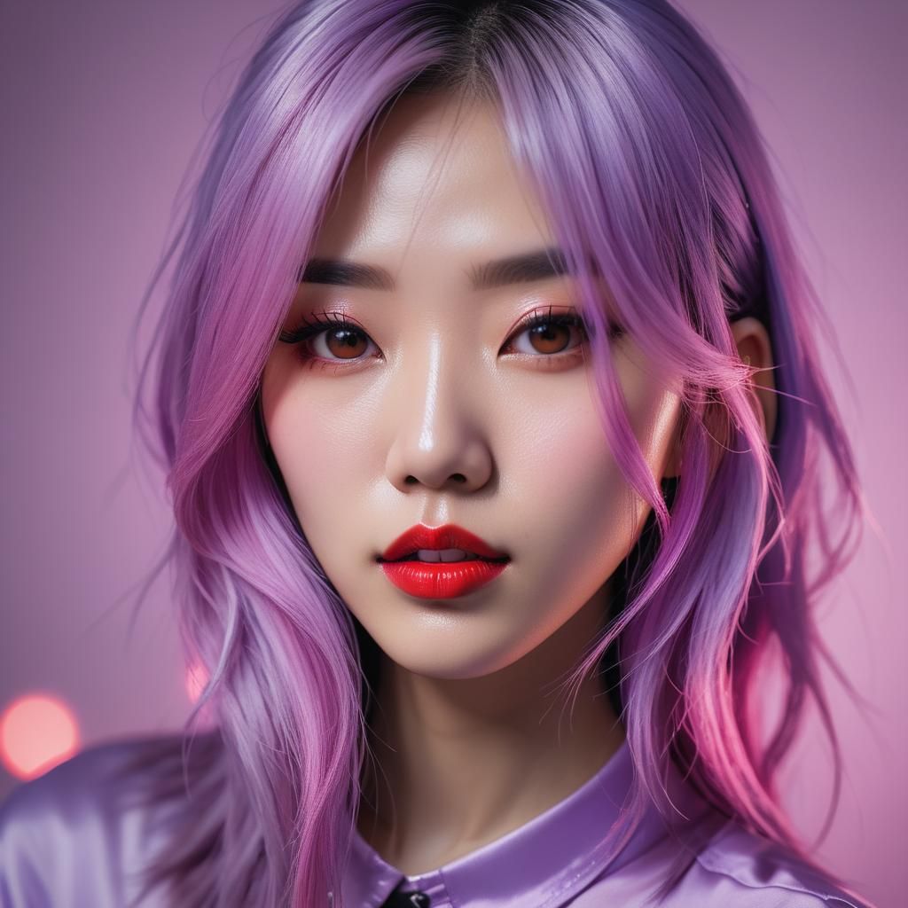 Hyperrealistic Portrait of an E-Girl with Purple Hair