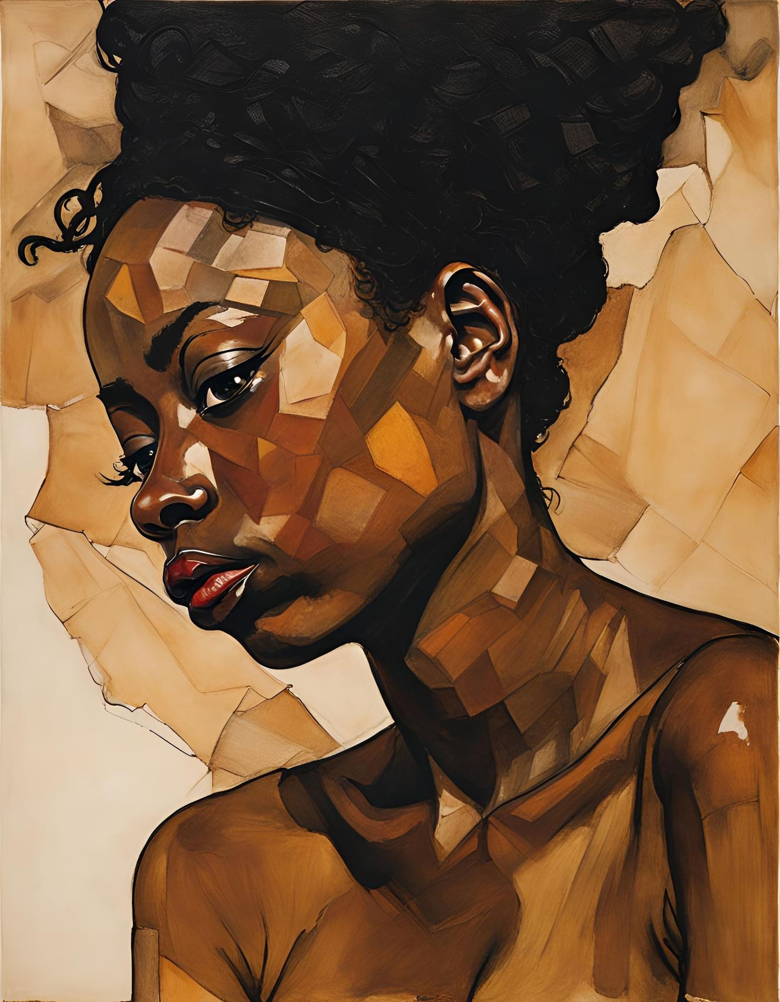 A gorgeous African woman illustration by Egon Schiele ::  Expressionist Provocative Distorted Intense Contorted Raw Emot...