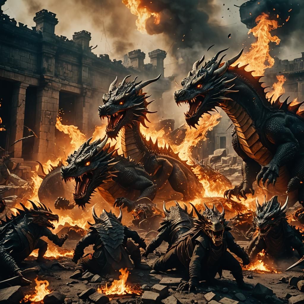 Epic Dragon Battle in Cinematic Style