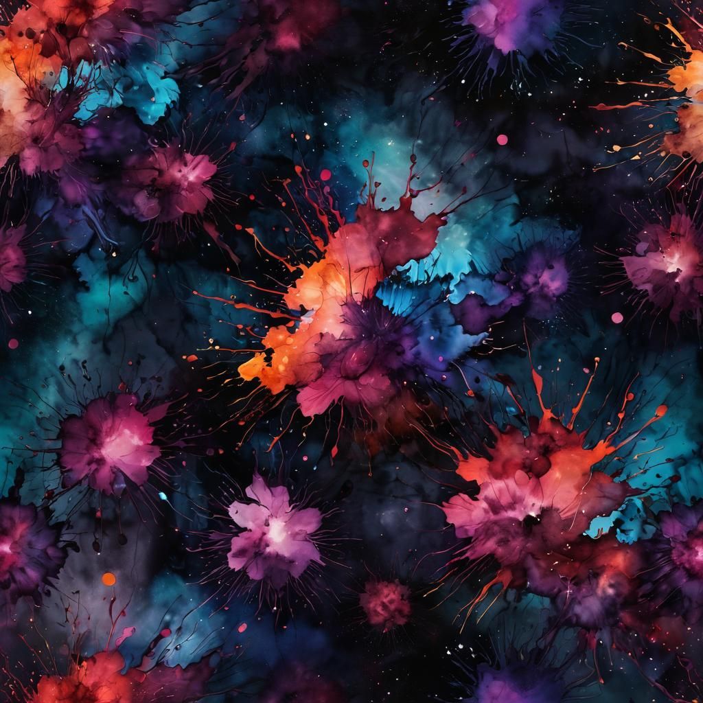Violent Cosmos in Alcohol-Ink Fantasy
