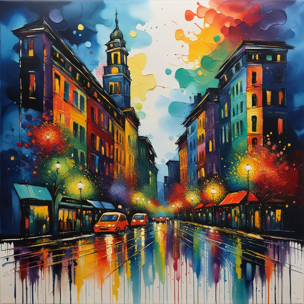 Night time city space