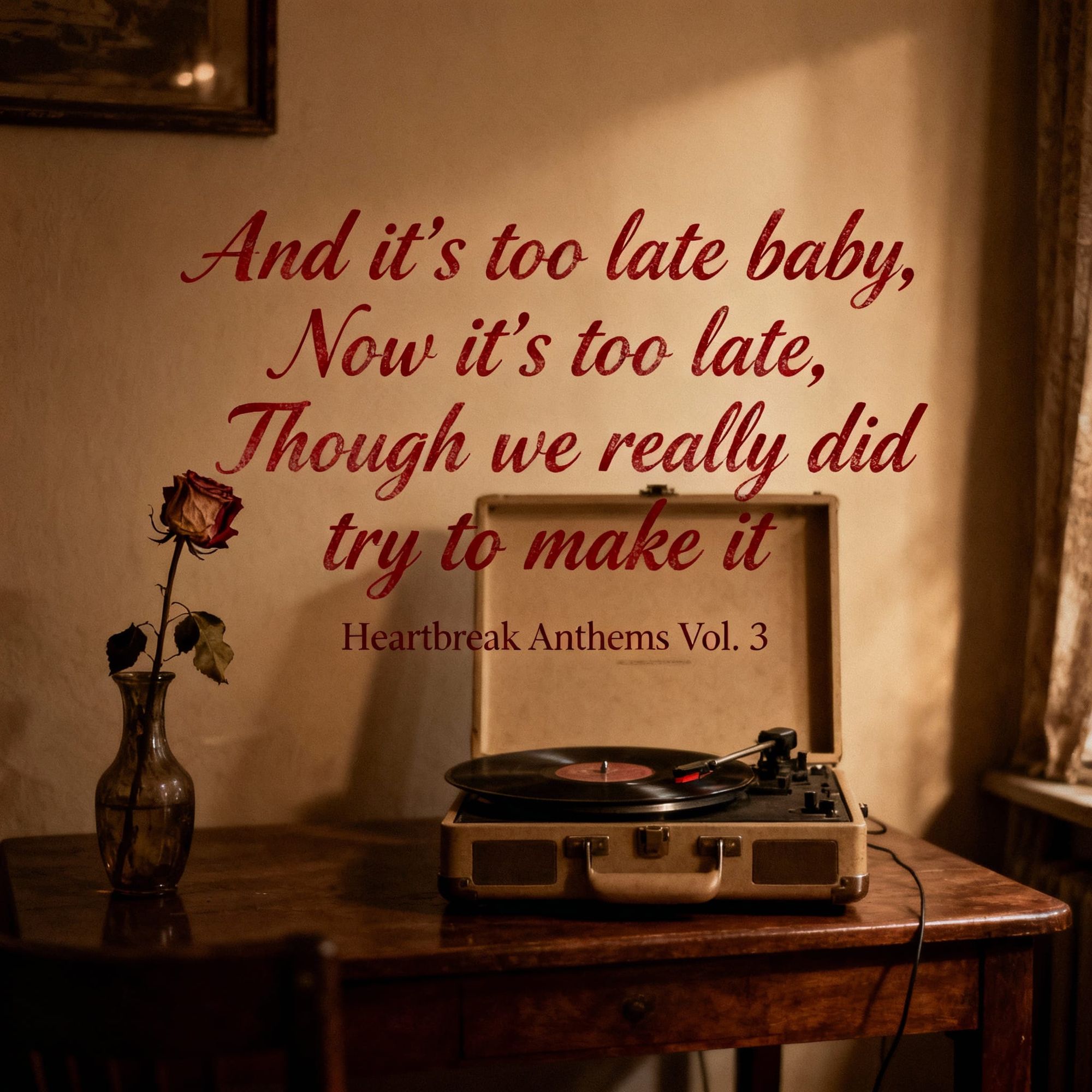 And it's too late baby, Now it's too late, Though we really did try to make it.