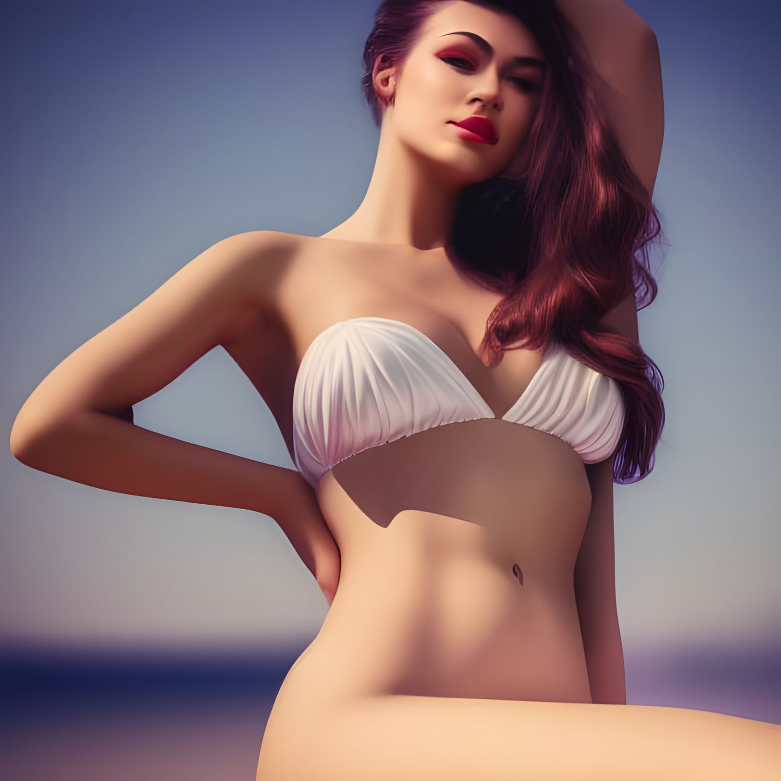 Pin up girl. Generated by AI. A beautiful woman in a bikini