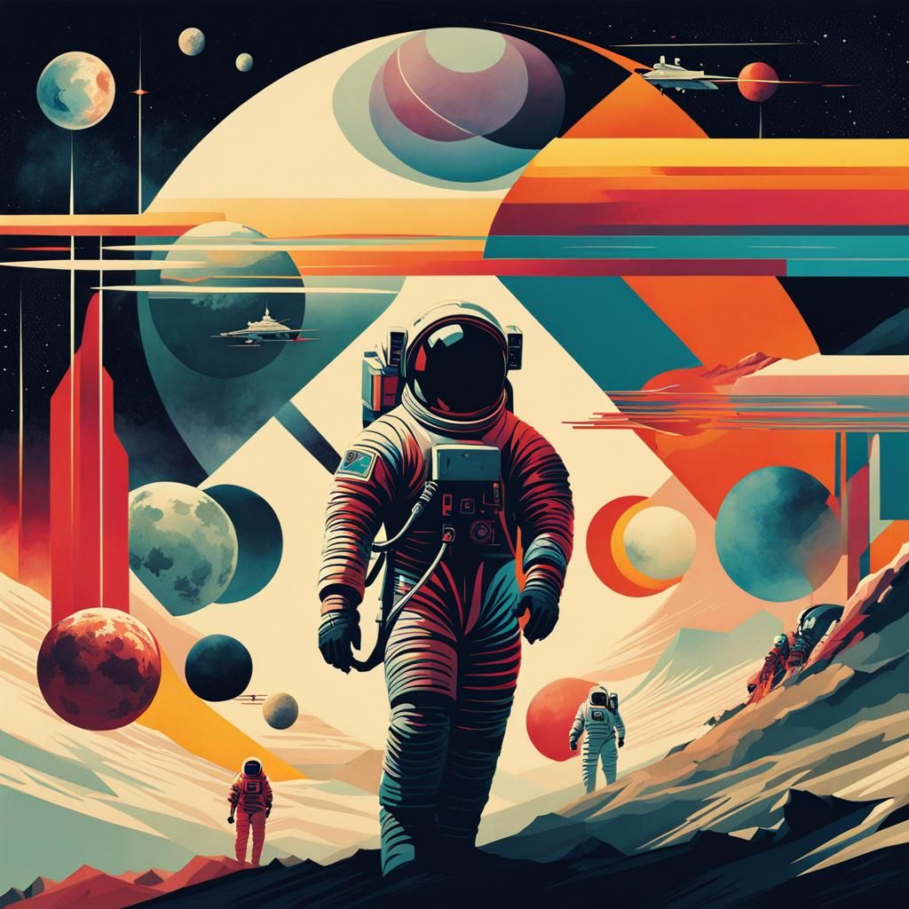 geometric, graphic, abstract, faded design science fiction Nasa ...