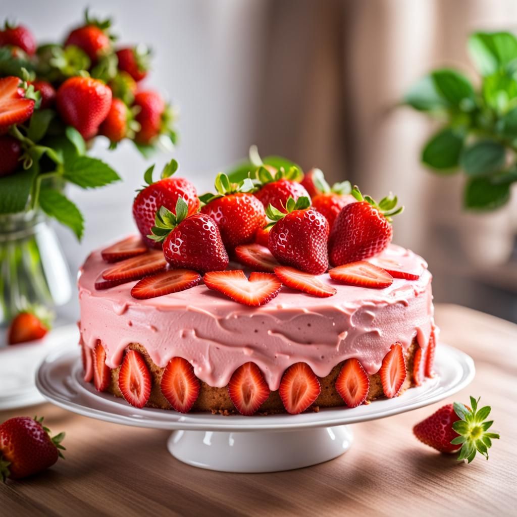 Strawberries cake  by @Cheza