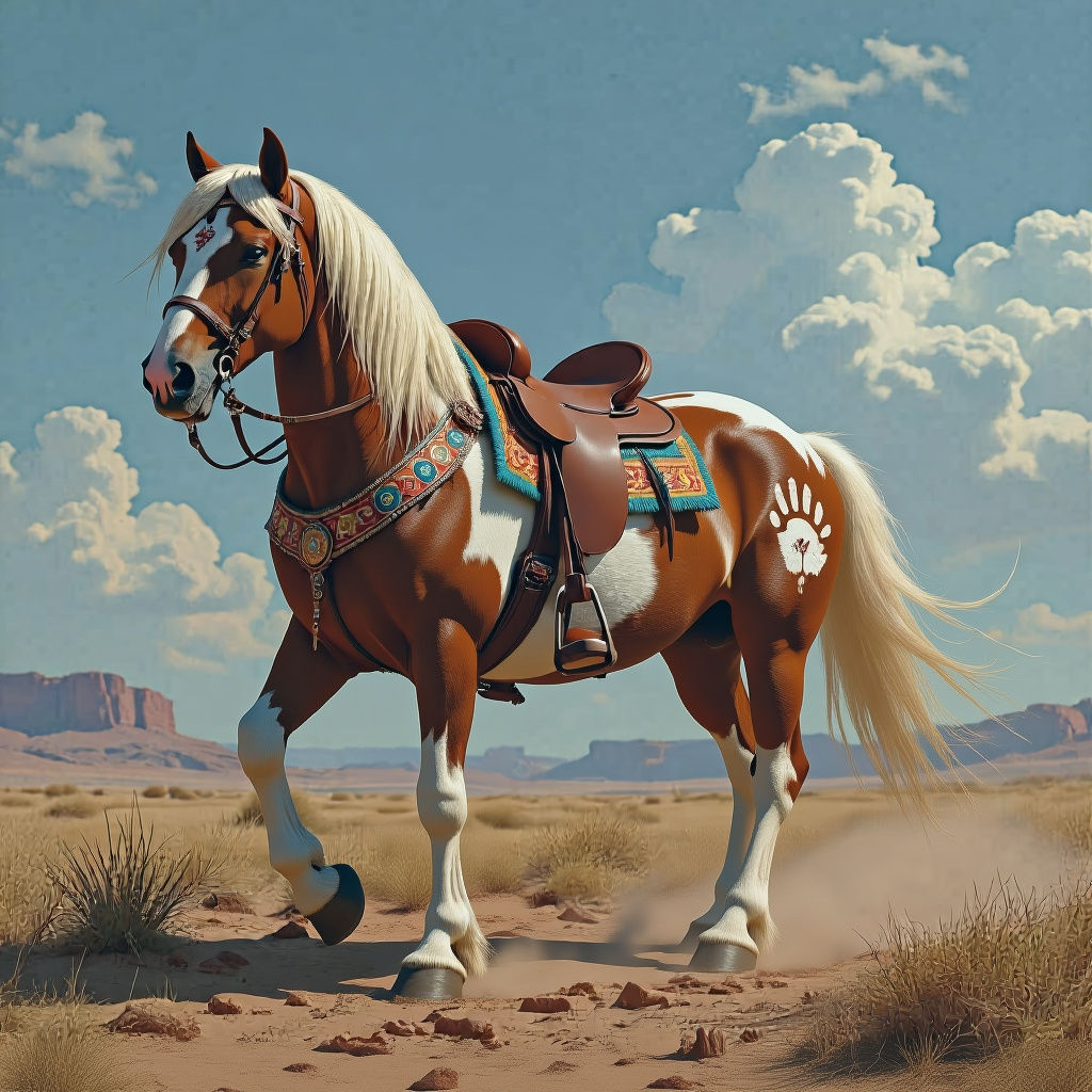 Majestic Indian War Horse in Detailed Matte Painting