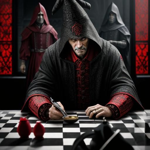 checkers shape as black wizards and red wizards