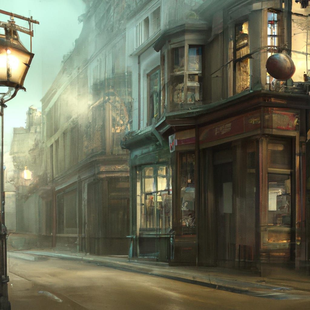 1880s misty London Street