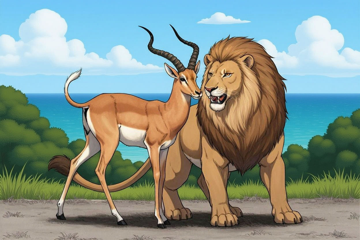 lion and antelope 