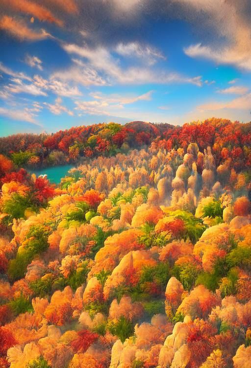 a beautiful low angle shot of  a maple forest in a serene au...