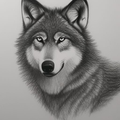 pencil sketch of a wolf