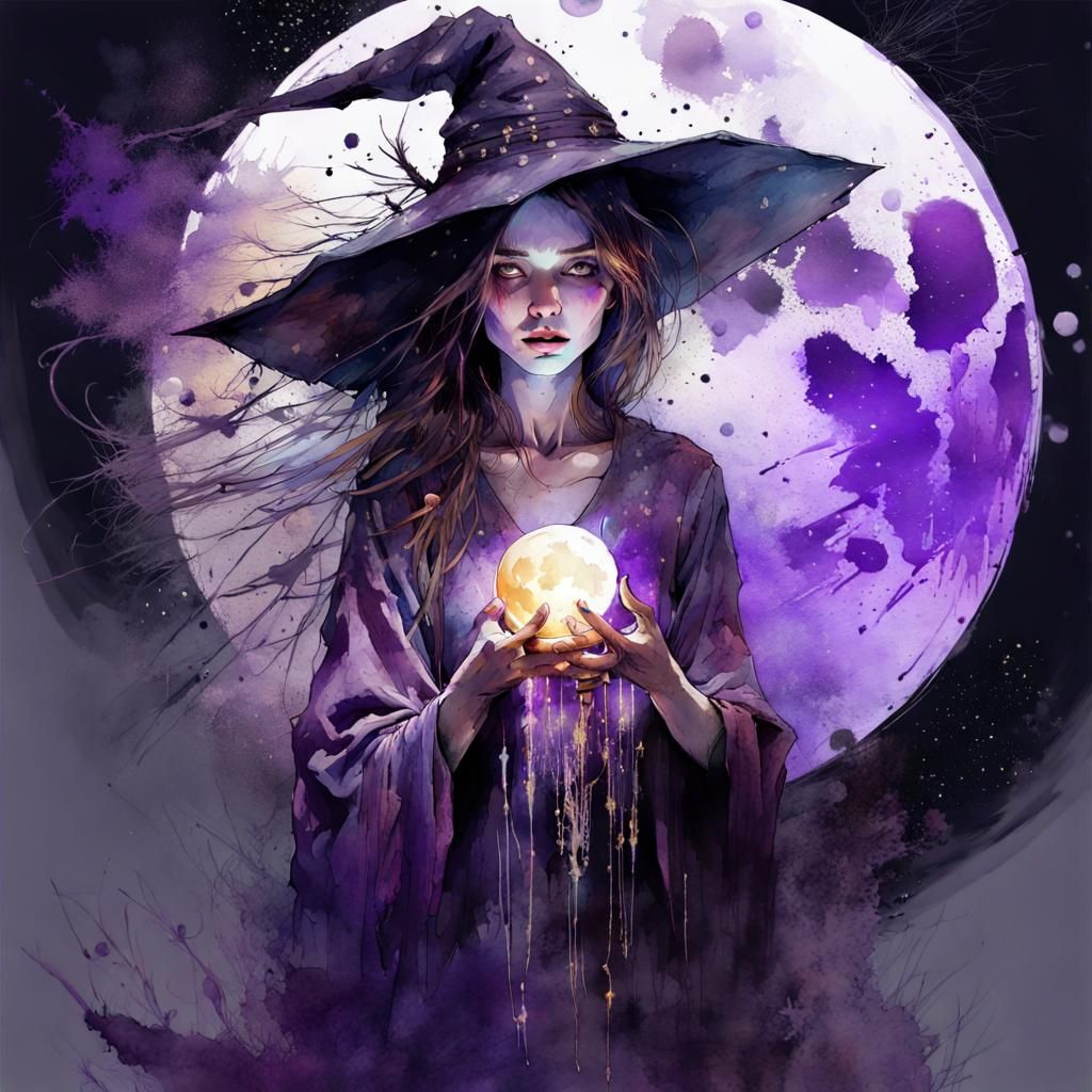 Creepy Witchcraft in Digital Watercolor