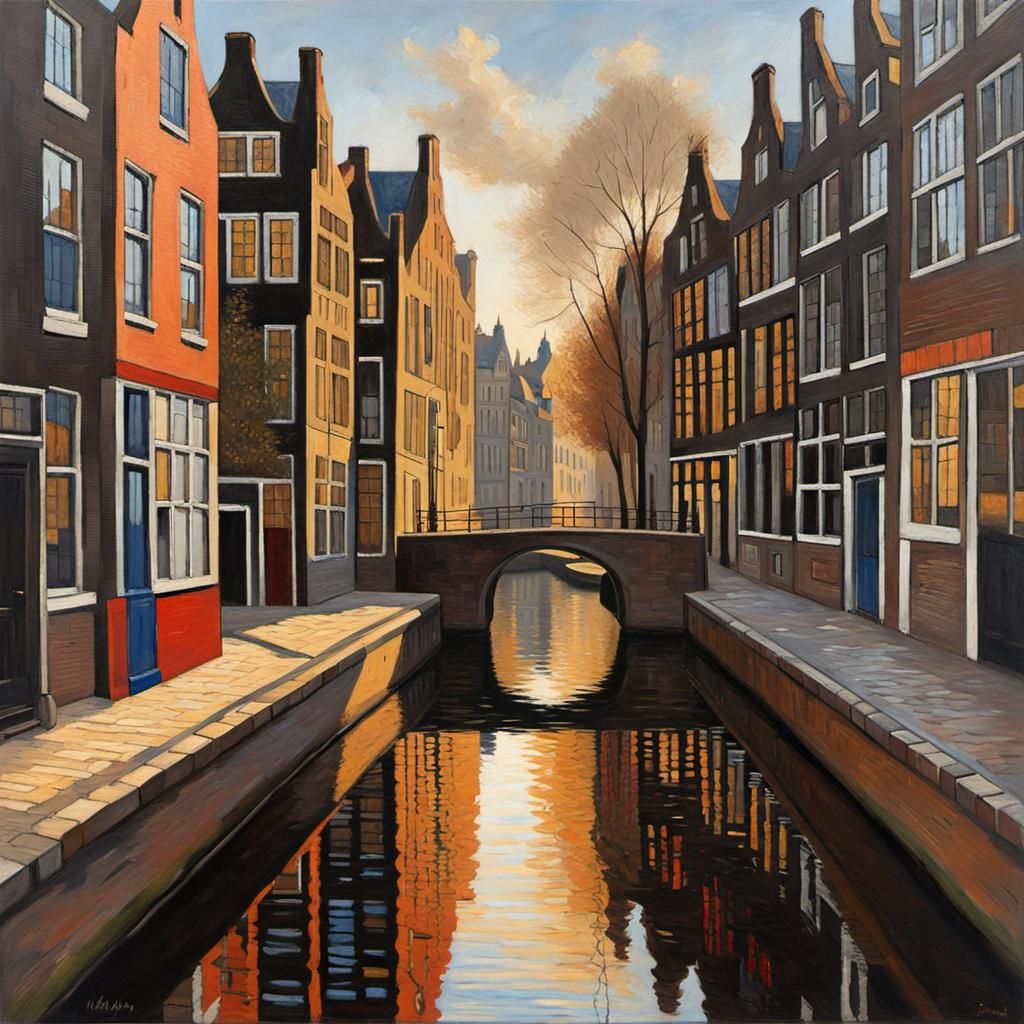 Reflections in a Dutch canal