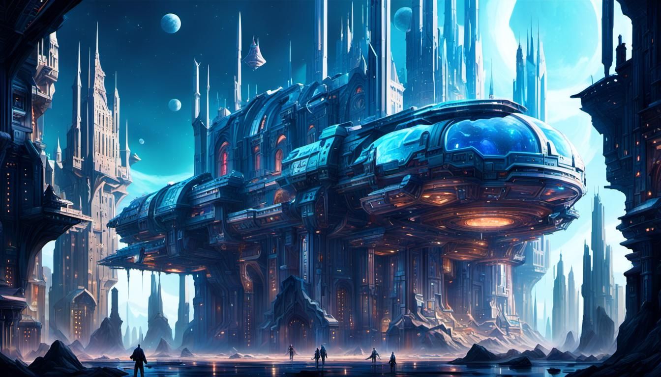 Neo-medieval society and designs in the far future, space kn...