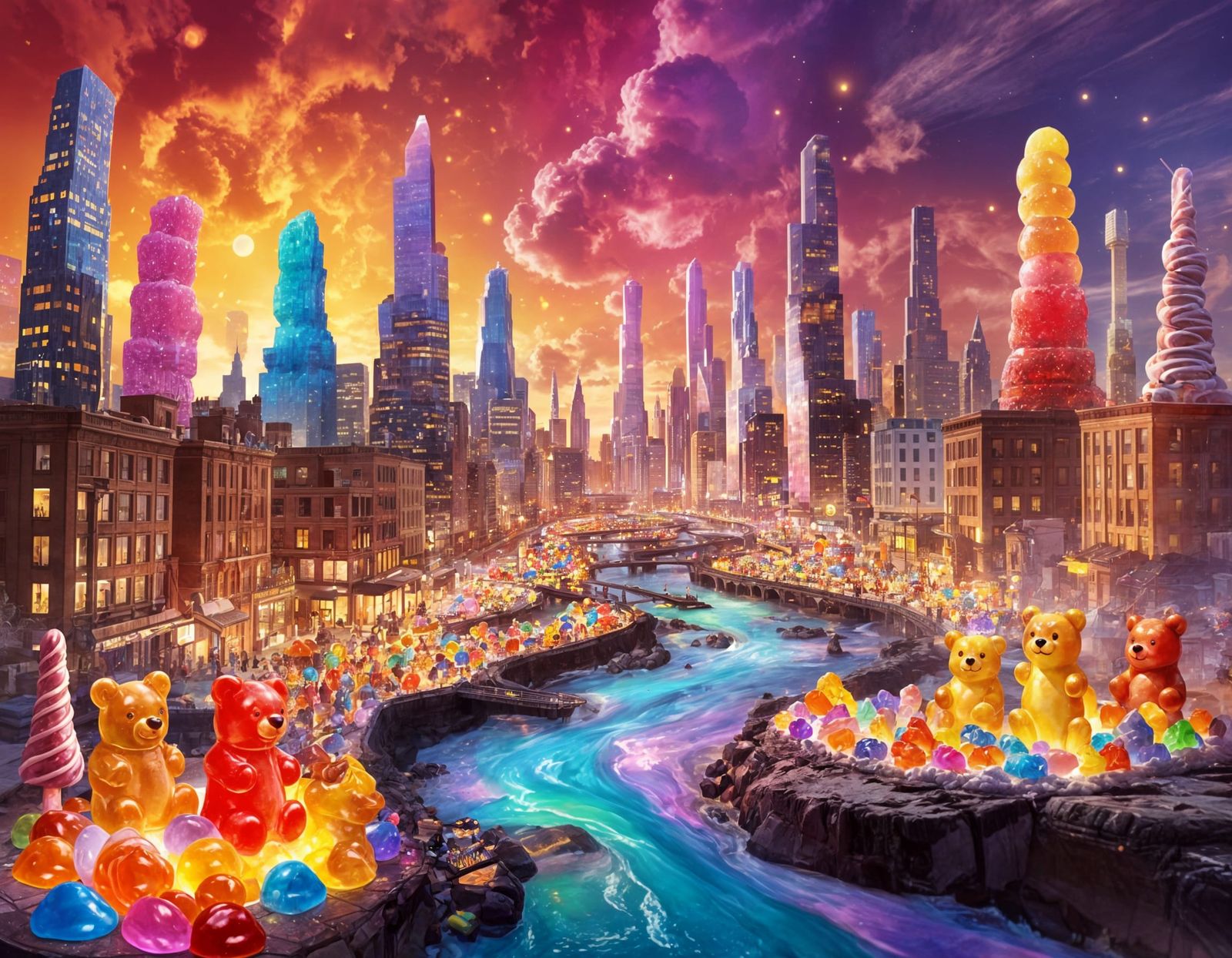 Gummy Bear Cityscape  by @Miguelito101
