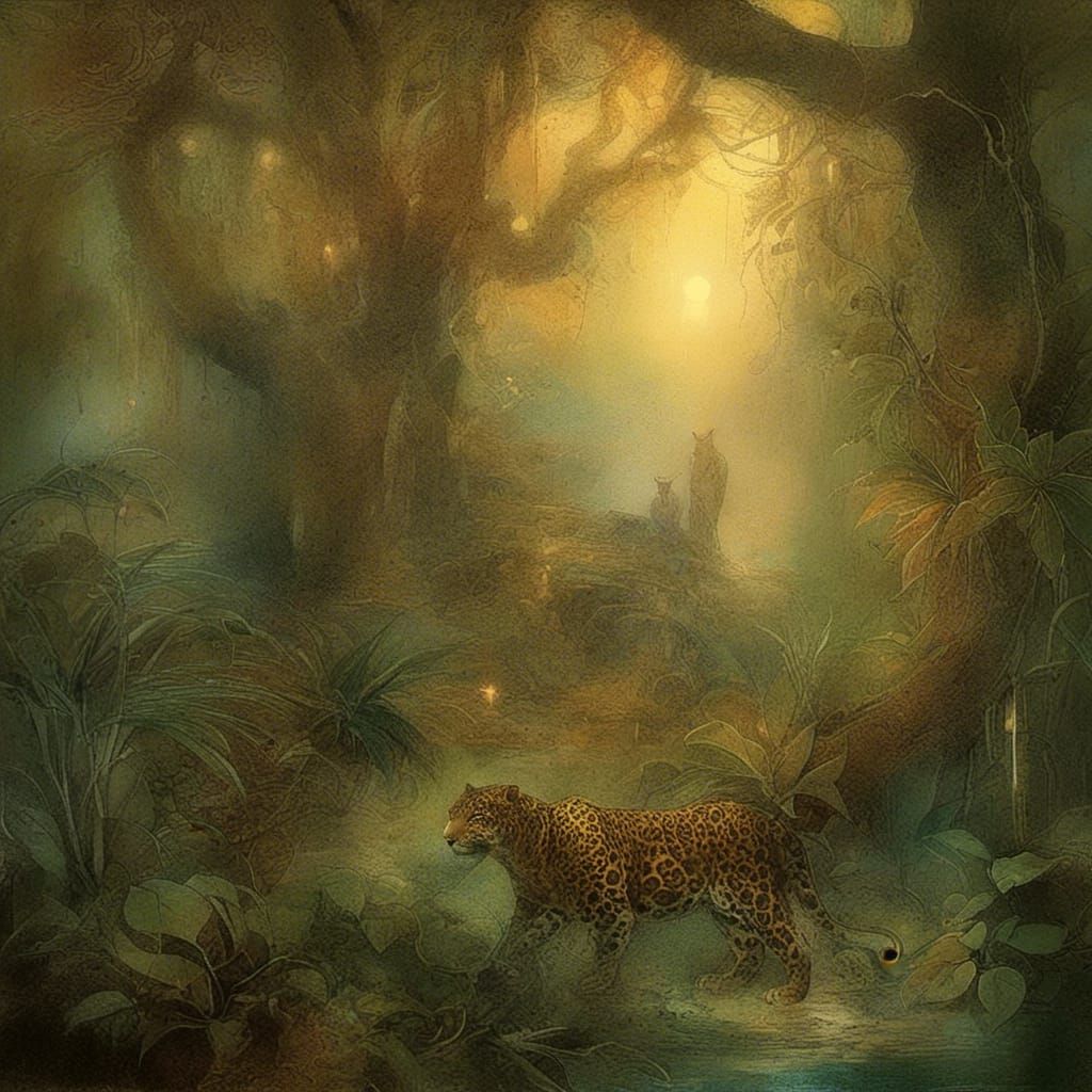<lora:ArchetypalImagery:1.0> A  Jaguar in the jungle. Extrao...