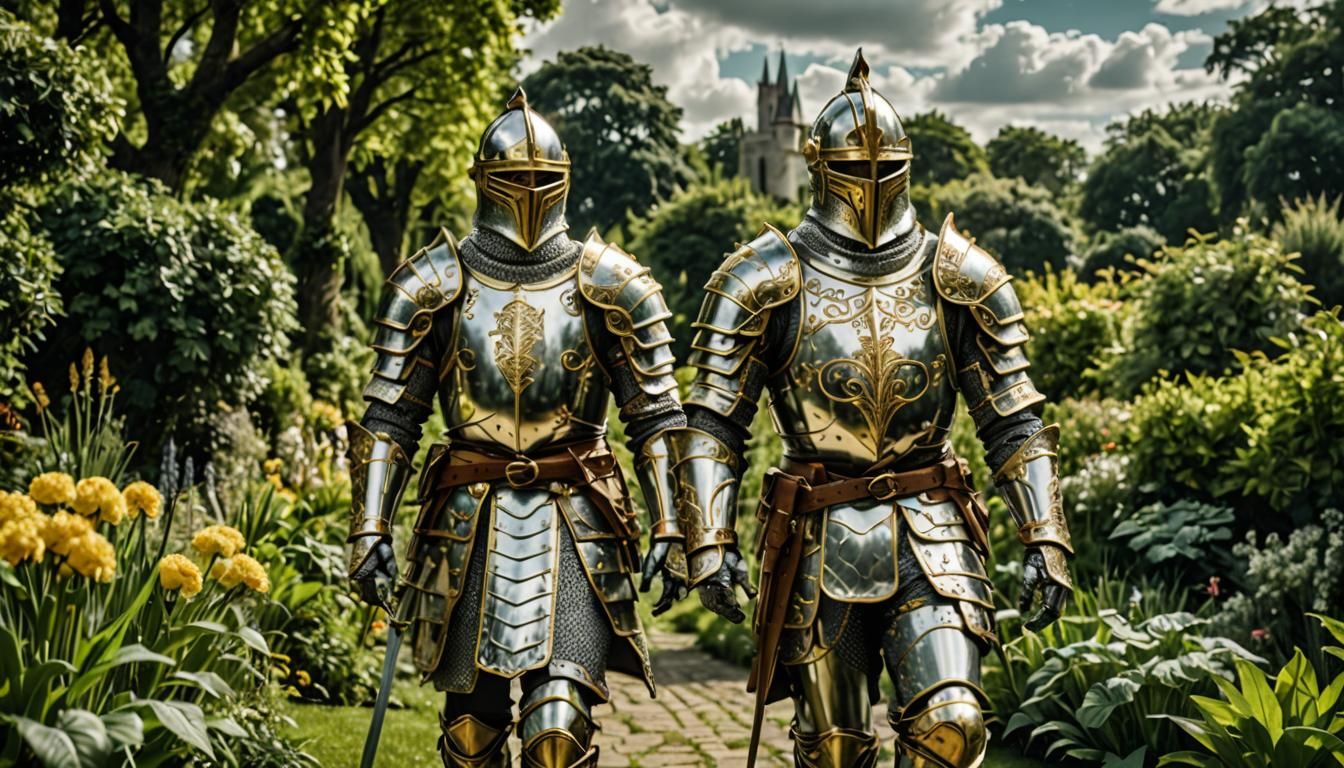 A Knight Wearing Elaborate White And Gold Armour, Walks Thro...