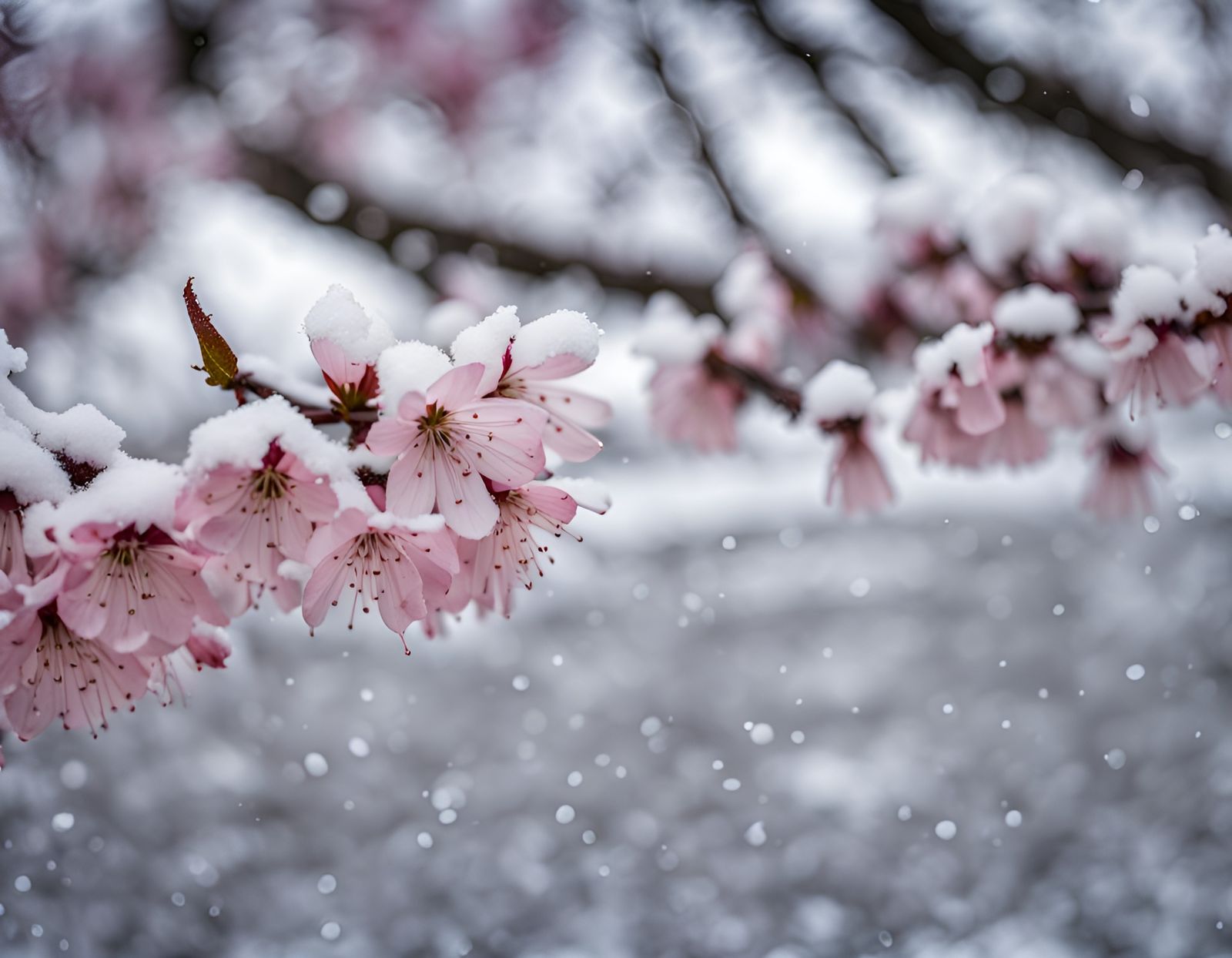 Snow Covered Cherry Blossoms