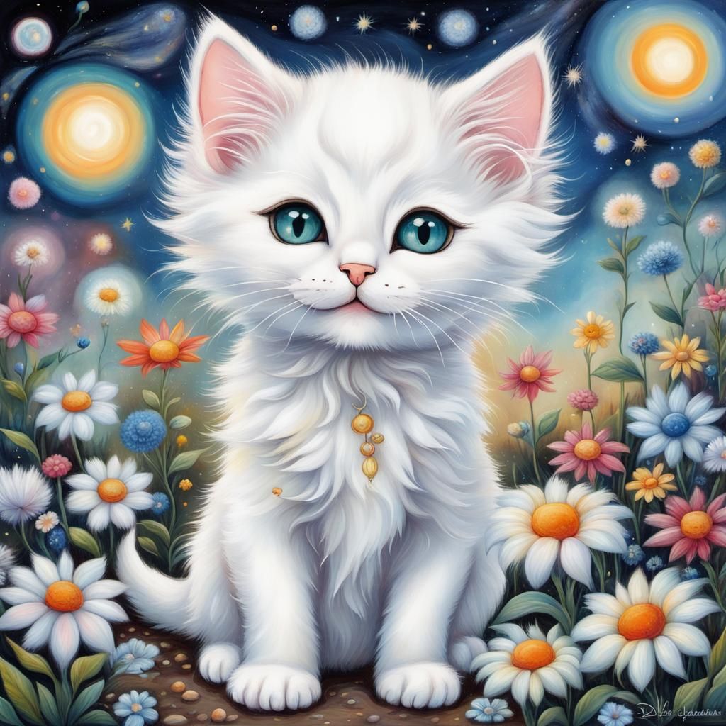 Happy White kitten