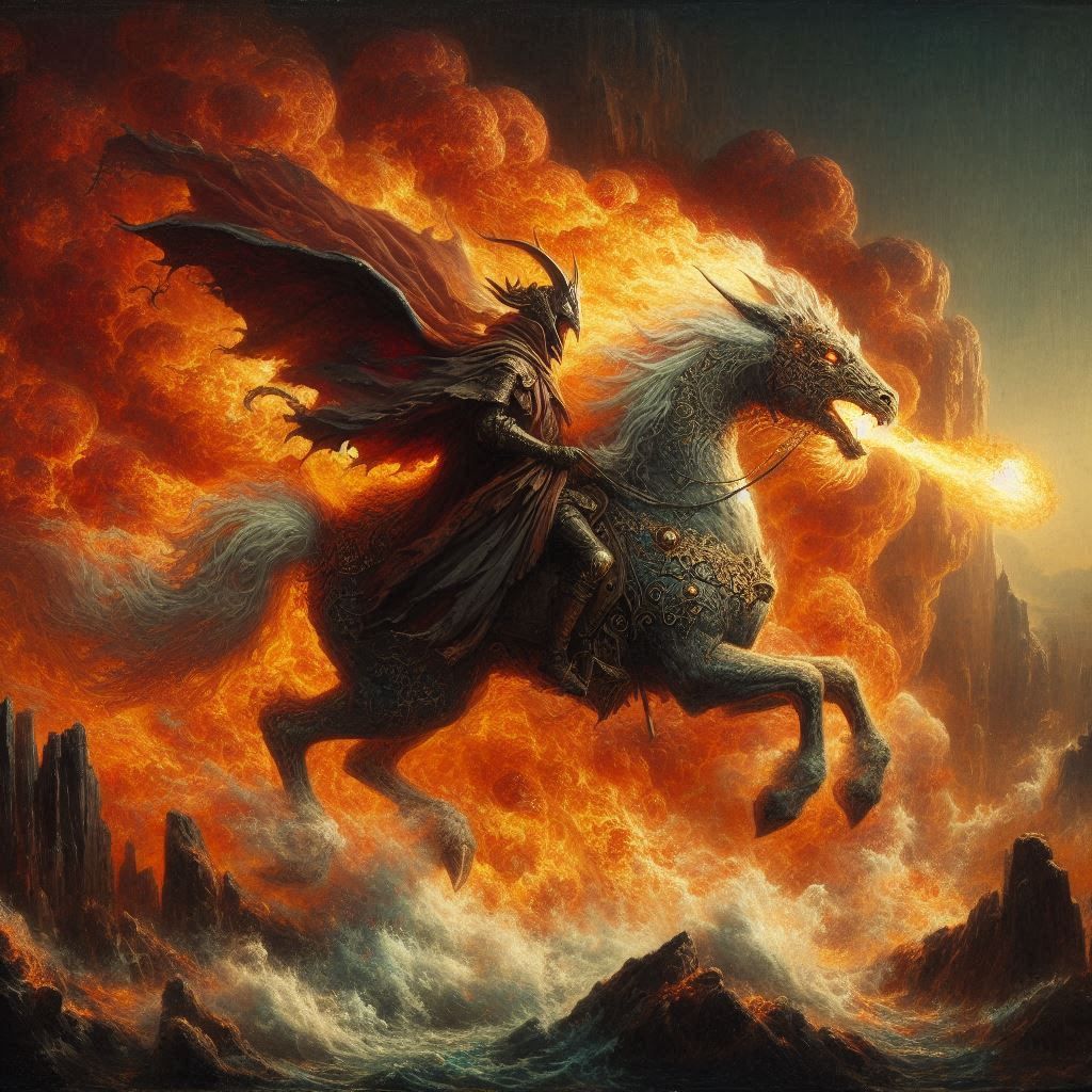 Upon a firey steed