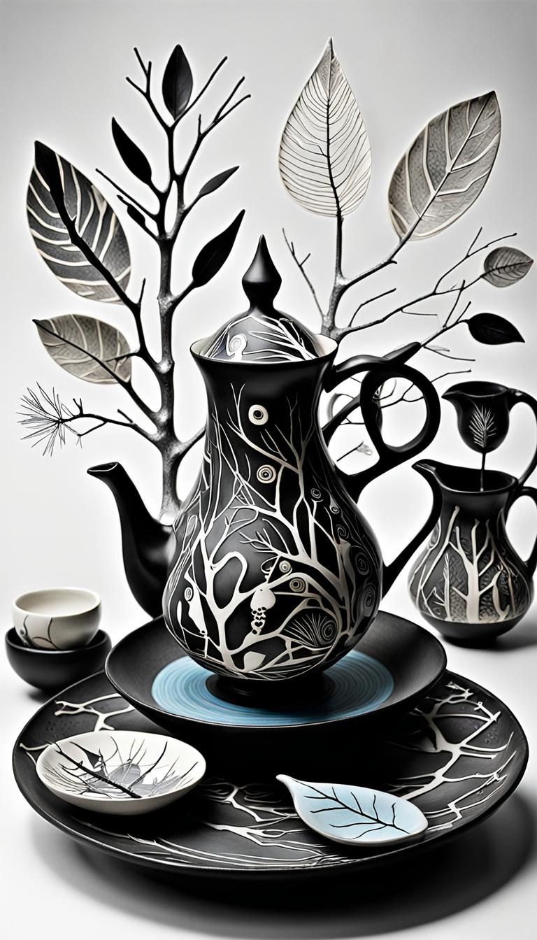 Clay Pottery, sureal  tea set ceramic Salvador Dali collabor...