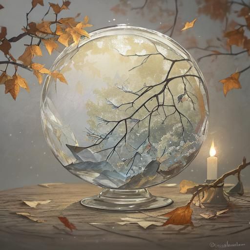 Origami Autumn Scene with Bird and Gentle Breeze