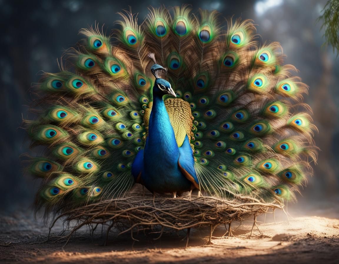 a beautiful peacock nest - AI Generated Artwork - NightCafe Creator