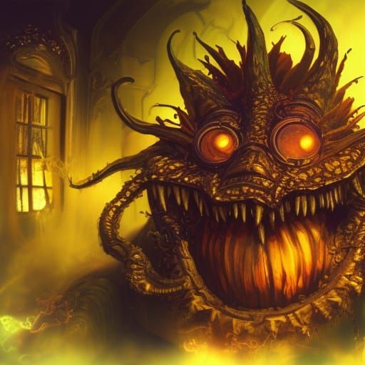 A Horrific goblin pumpkin hybrid