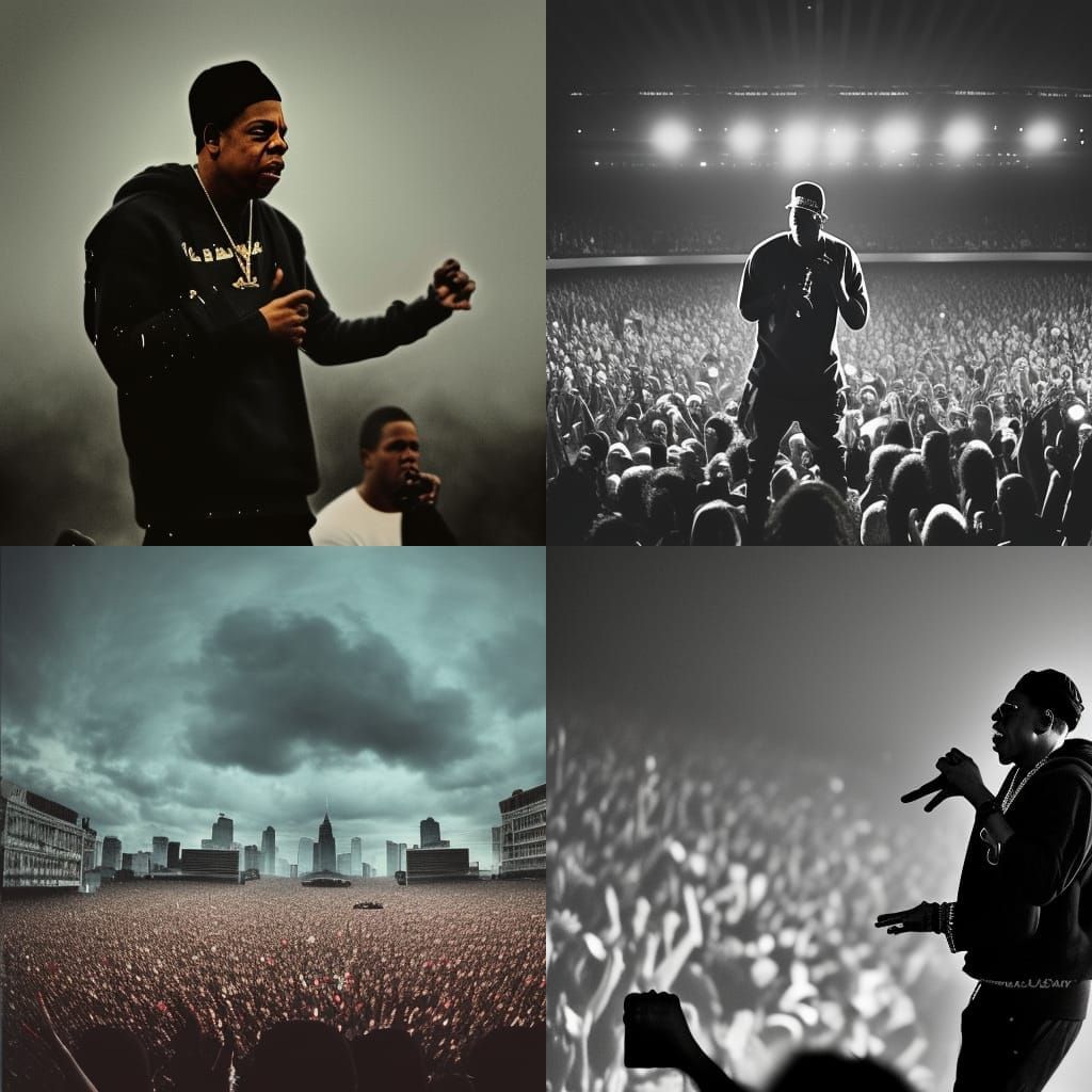 Jay-Z rapping to a small crowd - AI Generated Artwork - NightCafe Creator