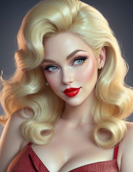 Vintage Pin-Up Beauty in Pastel Hues