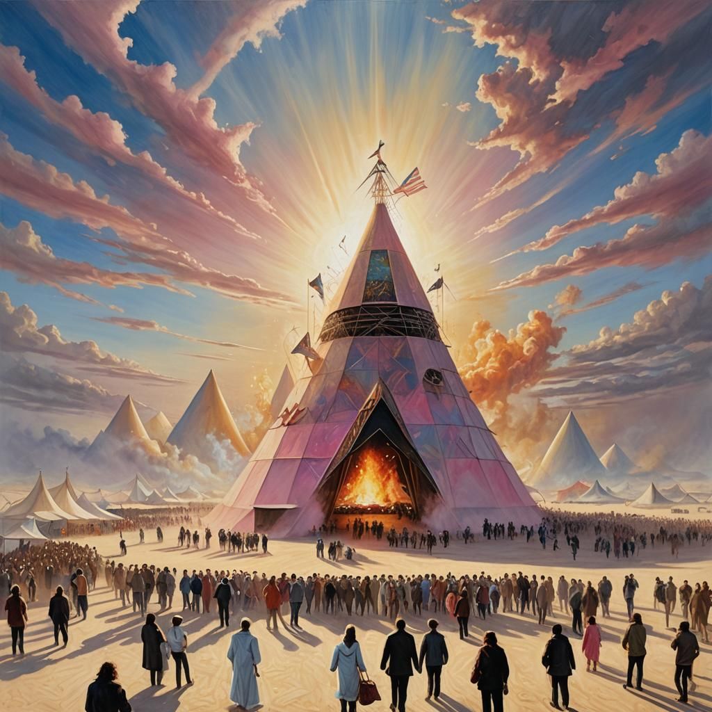 A realistic painting of Pink Floyd's