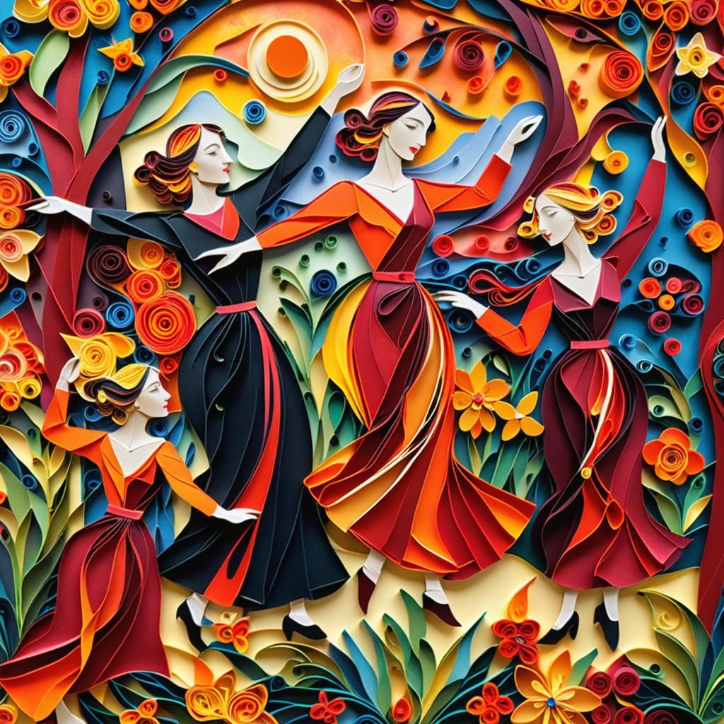 Women dancing in the summer night