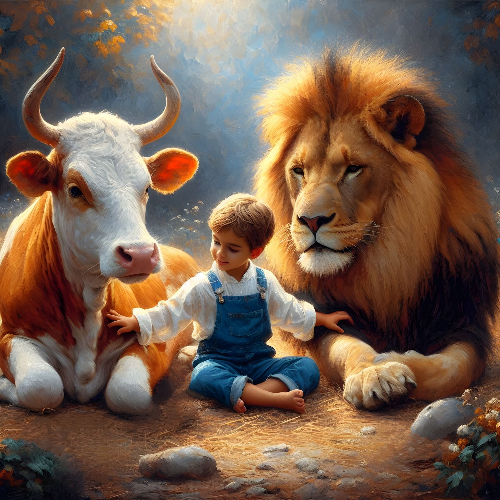 and the calf and the young lion and the fatling together; an...