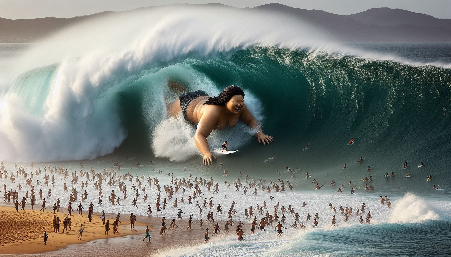 Bodysurfing giantess