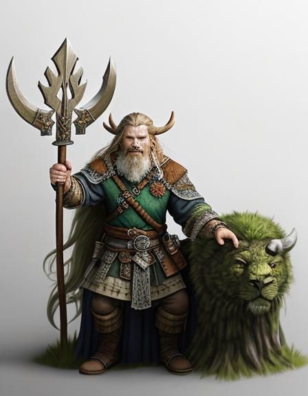 Fantasy Nordic Viking  Druid, in the style of Dungeons and D...