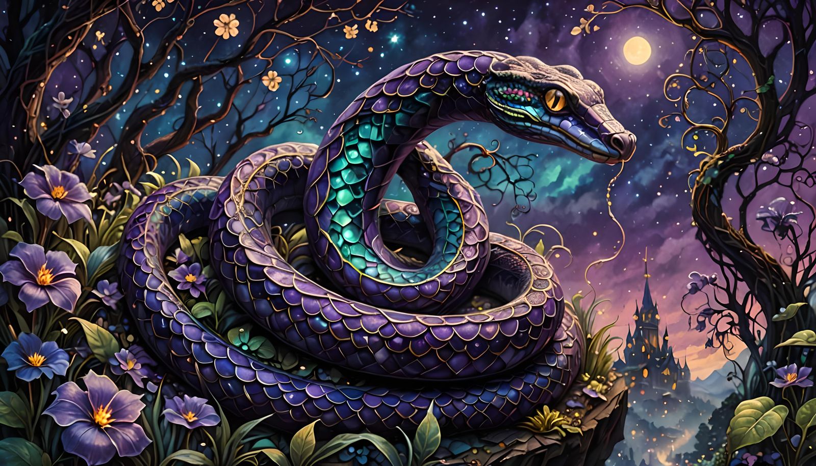 A Enchanted snake amethyst scales  by @Bunnzo