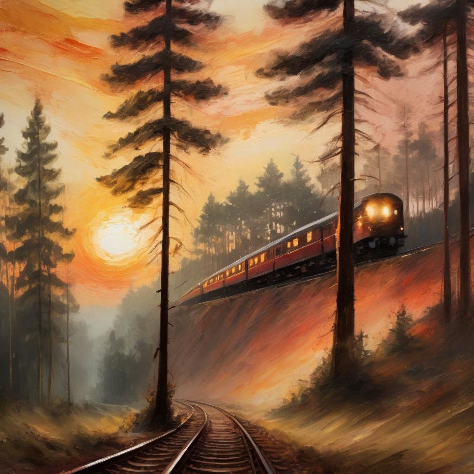 Fling wide the curtains! that's a Surrey sunset Low down the line sings