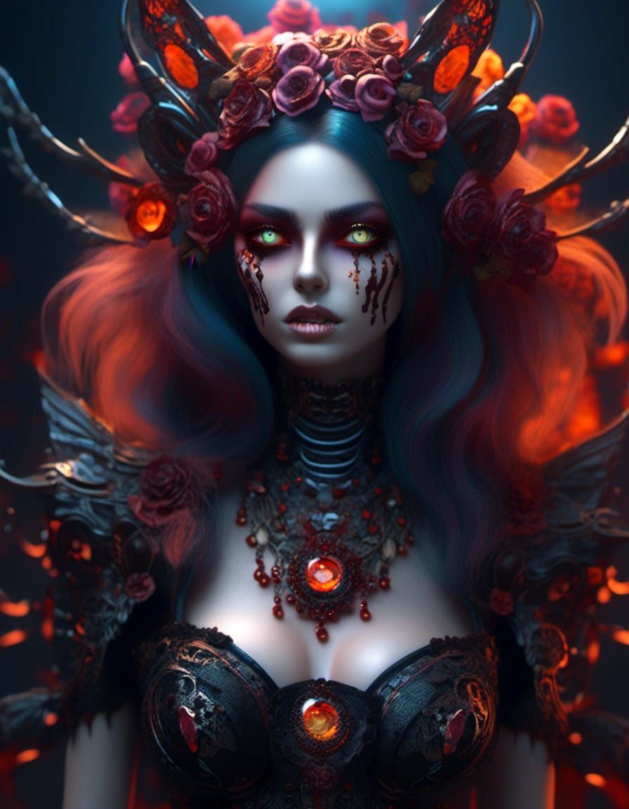 Kitsune Zombiecore. <rotting, skeletal undead> goth female z...