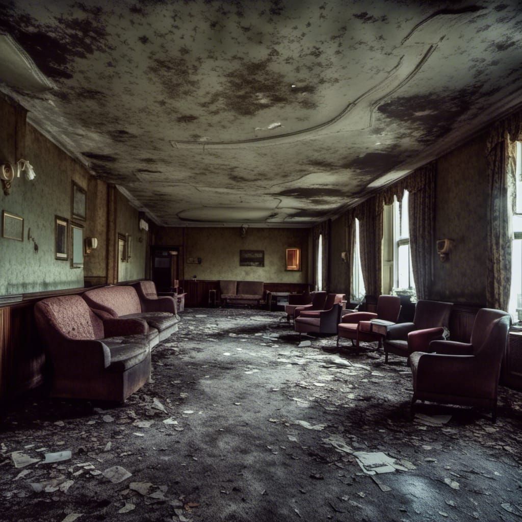 Abandoned Hotel Waiting Room (Liminal Test) - AI Generated Artwork ...