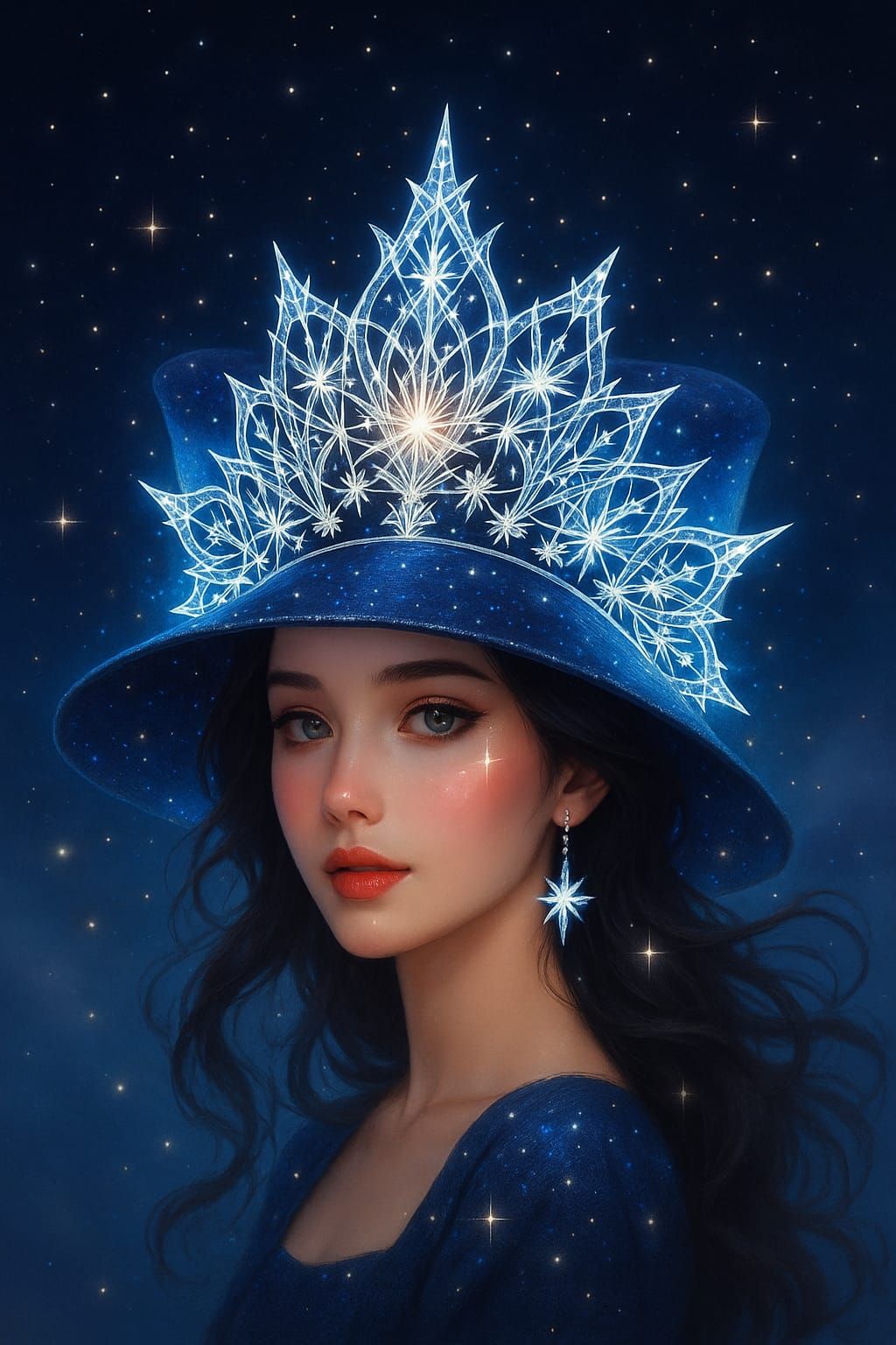 Celestial Queen in Moonlit hat with the design of the crown