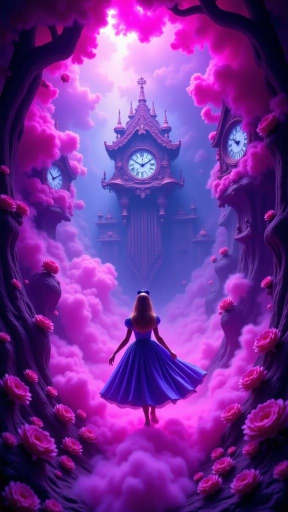 Alice Falls Through Surreal Clockwork Rabbit Hole