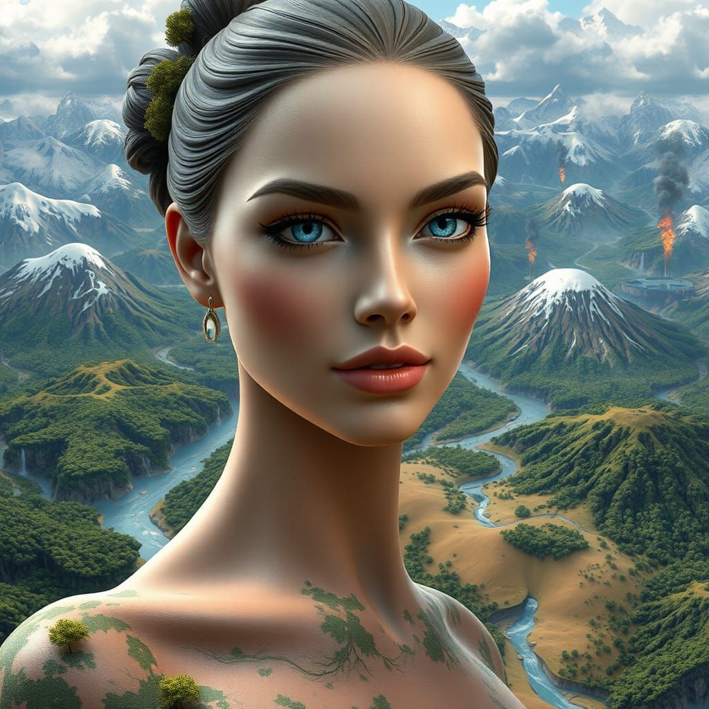 Woman as Landscape: Hyperrealistic 3D Terrain